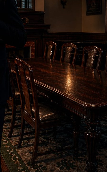 The long table set in the Urban Senate room